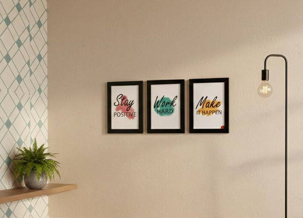 Stay Positive • Work Hard • Make It Happen – Color Splash Motivational Frame Set