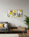 Minimal Yellow and Black Leaf  Pattern Modern Art Wall Frame (Set of 3)