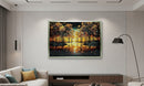 Golden Reflection Forest – Luxury Crystal Glass Wall Frame