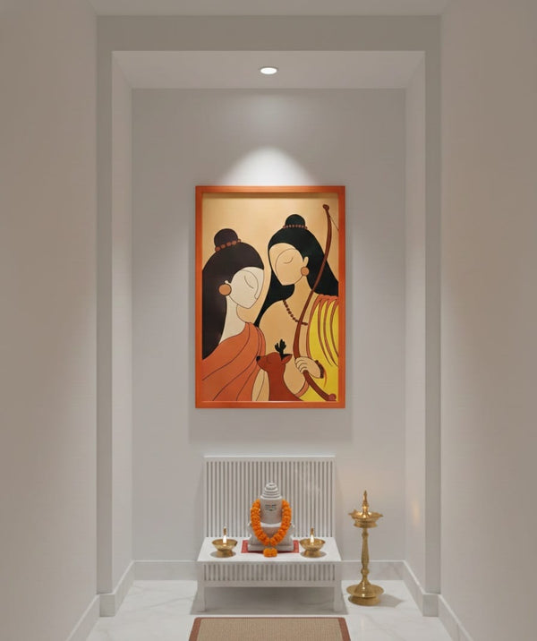 Divine Madhubani Ram Sita Art Wall Frame