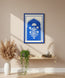 Royal Blue Floral Madhubani Wall Art Frame
