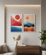 Modern Sun and Landscape Pattern Wall Art Frame