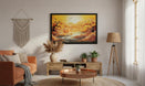Crystal Glass Wall Frame – Golden Autumn Landscape Art