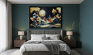 Crystal Glass Wall Frame with Abstract Golden Landscape Art