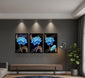 Modern Blue Lotus Wall Art – Set of 3 Framed Prints