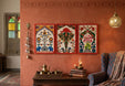 Madhubani Lotus Elephant Floral Wall Art Set
