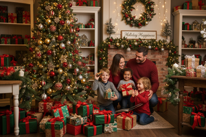 create a chritmas gift type image 1560*658 for my gift shop image with family type hd