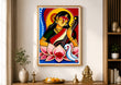 Goddess Saraswati with Veena – Framed Modern Art Painting