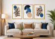 Botanical Trio Wall Art Set – Framed Leaf Line Art