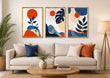 Abstract Sun & Leaf Art (Set of 3)